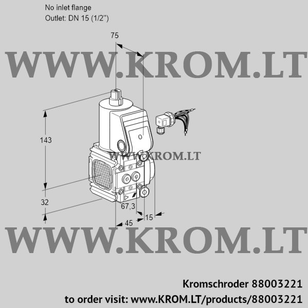 Kromschroder VAS 1-/15R/NK, 88003221 gas solenoid valve, 88003221