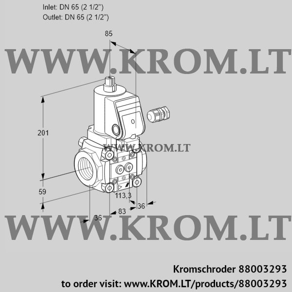 Kromschroder VAS 365R/NWSR, 88003293 gas solenoid valve, 88003293