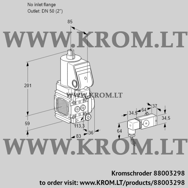 Kromschroder VAS 3T-/50N/NQSR, 88003298 gas solenoid valve, 88003298