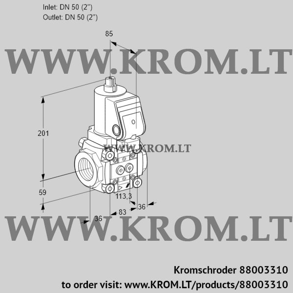 Kromschroder VAS 350R/NWGR, 88003310 gas solenoid valve, 88003310