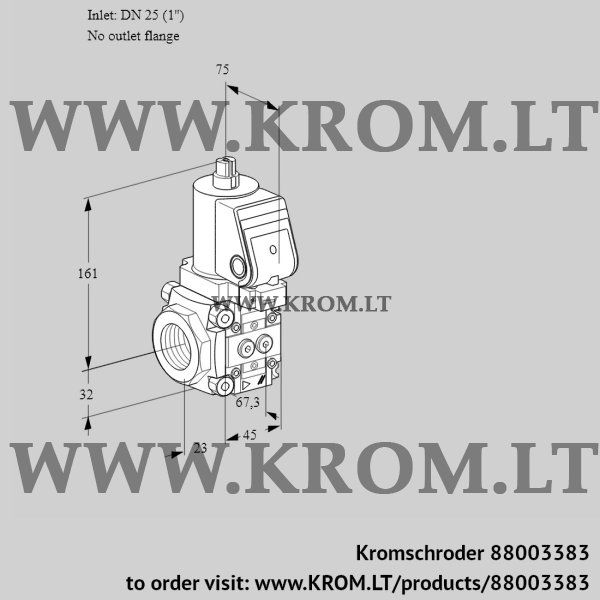 Kromschroder VAS 1T25/-N/NQGR, 88003383 gas solenoid valve, 88003383