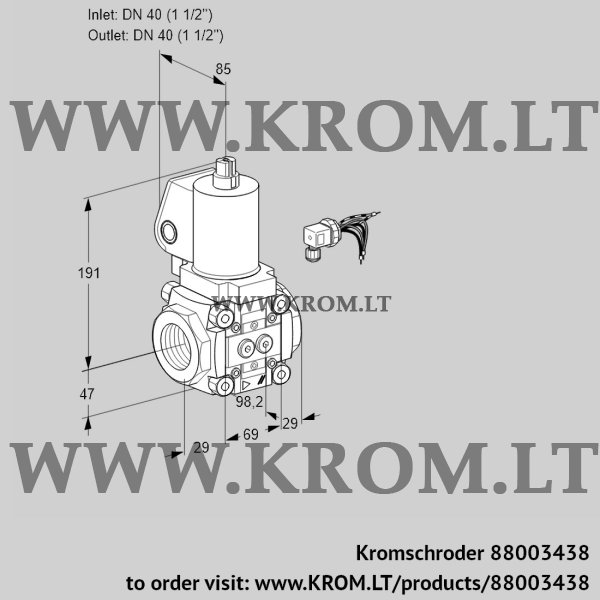 Kromschroder VAS 240R/NKGL, 88003438 gas solenoid valve, 88003438