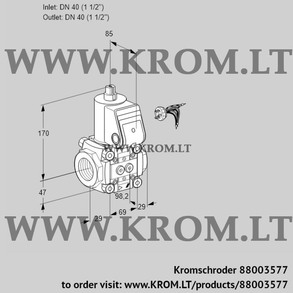 Kromschroder VAS 240R/NW, 88003577 gas solenoid valve, 88003577