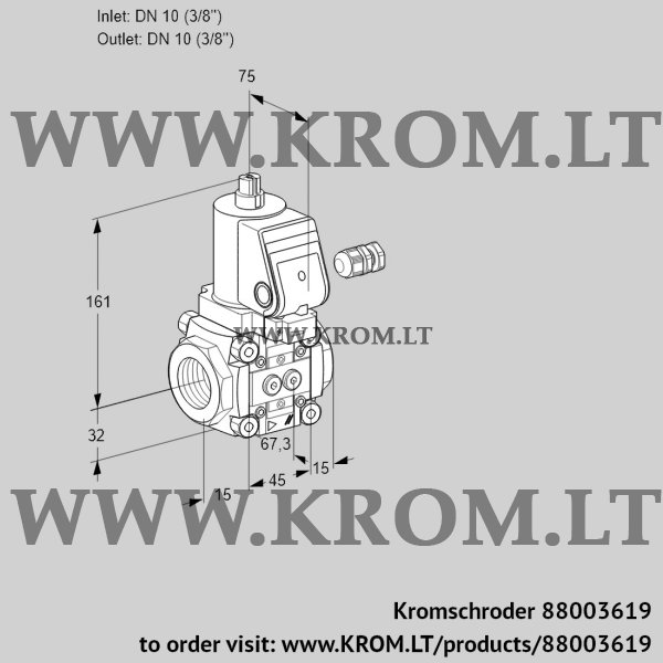 Kromschroder VAS 110R/NWSR, 88003619 gas solenoid valve, 88003619