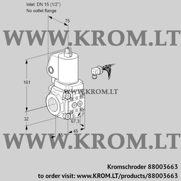 Kromschroder VAS 115/-R/NWGL, 88003663 gas solenoid valve, 88003663