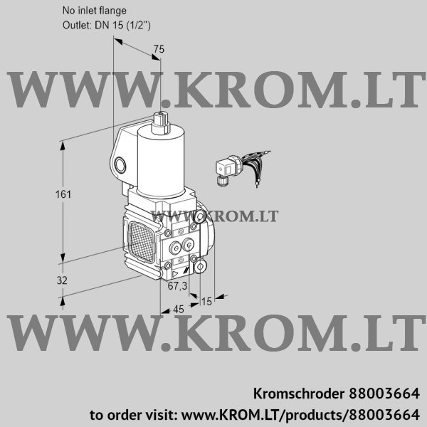 Kromschroder VAS 1-/15R/NWGL, 88003664 gas solenoid valve, 88003664