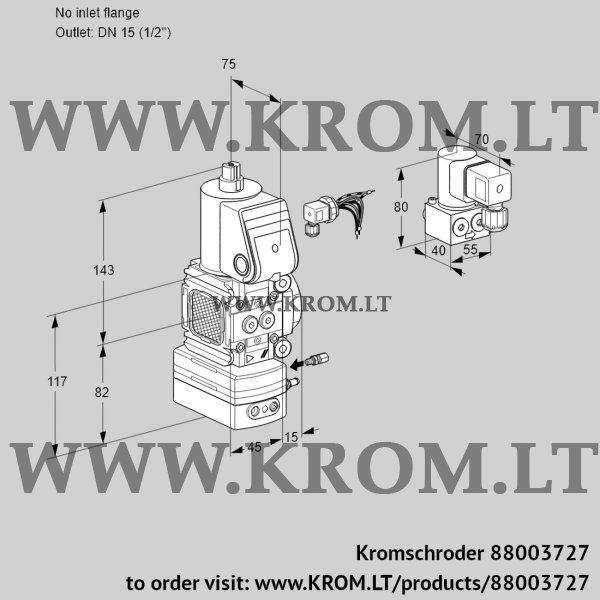 Kromschroder VAG 1-/15R/NWBE, 88003727 air/gas ratio control, 88003727