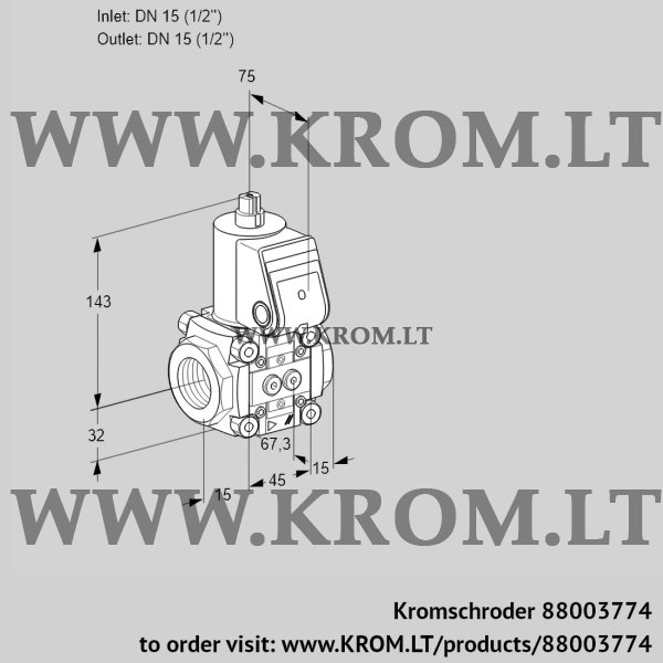 Kromschroder VAS 1T15N/NK, 88003774 gas solenoid valve, 88003774