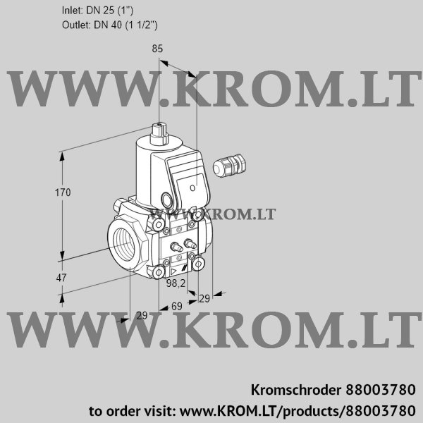 Kromschroder VAS 225/40R/NQ, 88003780 gas solenoid valve, 88003780