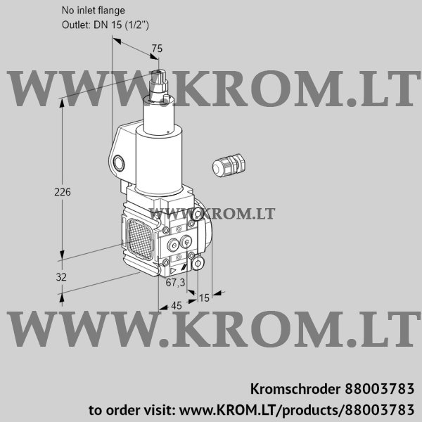 Kromschroder VAS 1-/15R/LKGL, 88003783 gas solenoid valve, 88003783