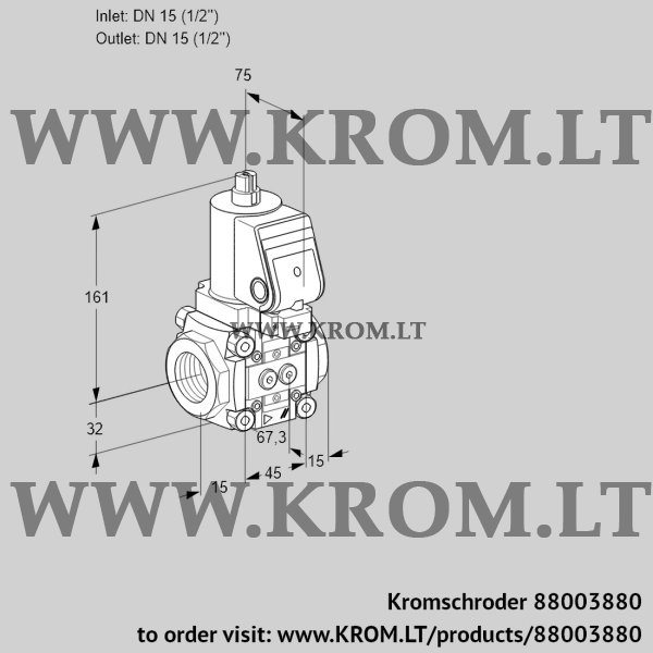 Kromschroder VAS 1T15N/NQSR, 88003880 gas solenoid valve, 88003880