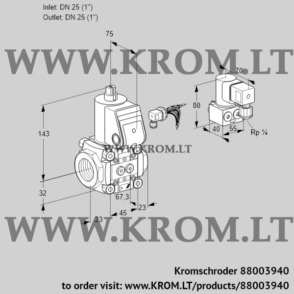 Kromschroder VAS 125R/NK, 88003940 gas solenoid valve, 88003940