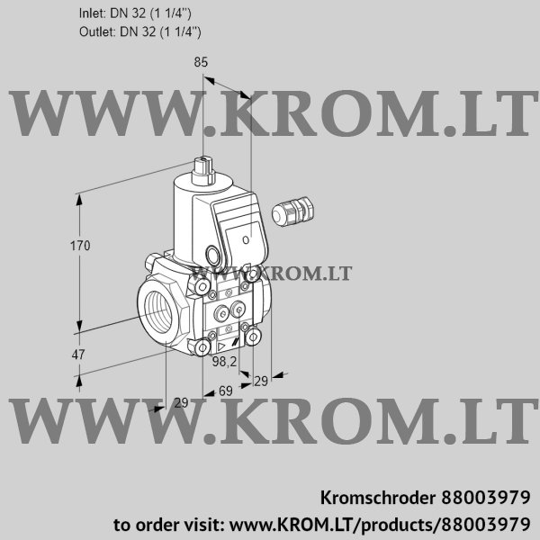 Kromschroder VAS 232R/NQ, 88003979 gas solenoid valve, 88003979