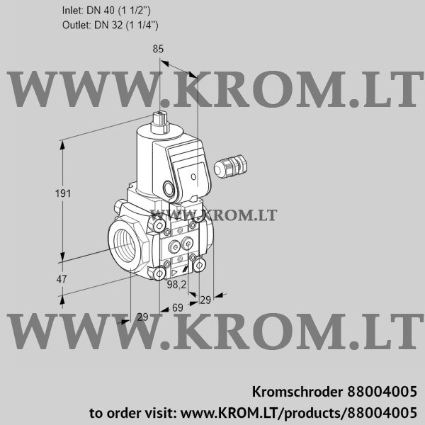 Kromschroder VAS 240/32R/NKSR, 88004005 gas solenoid valve, 88004005