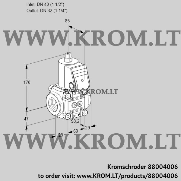 Kromschroder VAS 2T40/32N/NQ, 88004006 gas solenoid valve, 88004006