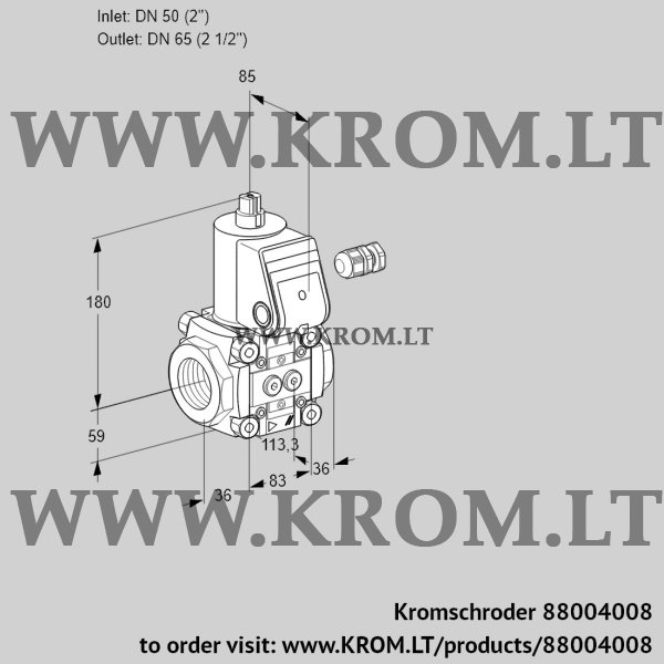 Kromschroder VAS 350/65R/NW, 88004008 gas solenoid valve, 88004008