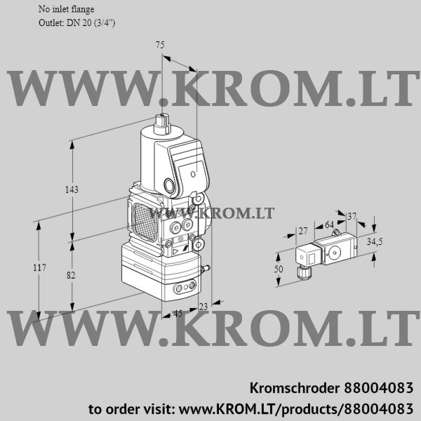 Kromschroder VAD 1-/20R/NW-50A, 88004083 pressure regulator, 88004083