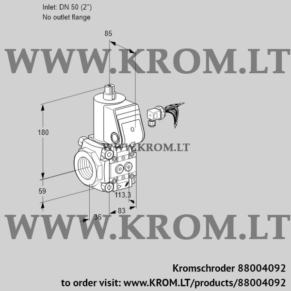 Kromschroder VAS 350/-R/NW, 88004092 gas solenoid valve, 88004092