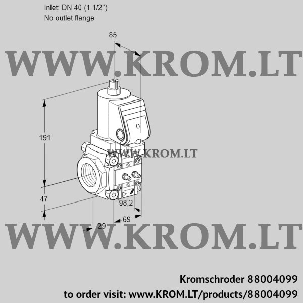 Kromschroder VAS 2T40/-N/NQSR, 88004099 gas solenoid valve, 88004099