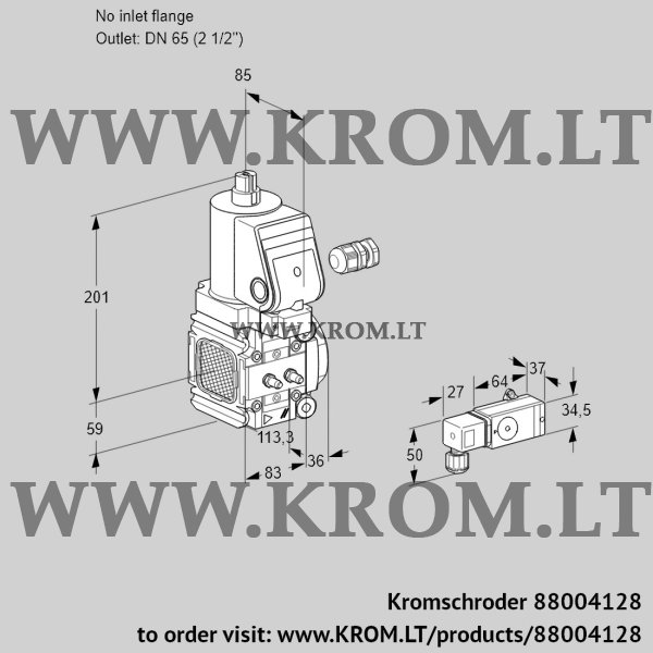 Kromschroder VAS 3-/65R/NWSR, 88004128 gas solenoid valve, 88004128