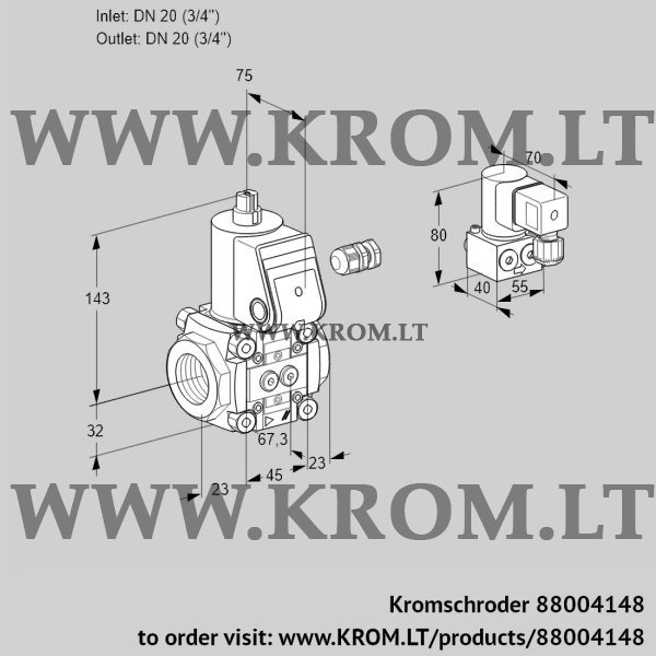 Kromschroder VAS 120R/NW, 88004148 gas solenoid valve, 88004148