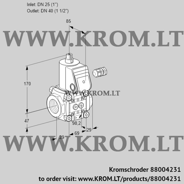 Kromschroder VAS 225/40R/NW, 88004231 gas solenoid valve, 88004231