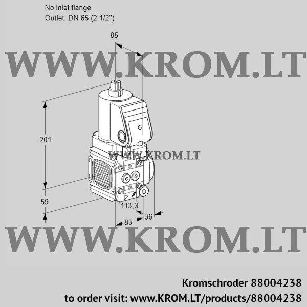 Kromschroder VAS 3T-/65N/NQSR, 88004238 gas solenoid valve, 88004238