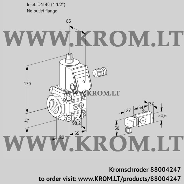 Kromschroder VAS 240/-R/NW, 88004247 gas solenoid valve, 88004247