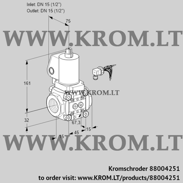 Kromschroder VAS 115R/NWSL, 88004251 gas solenoid valve, 88004251