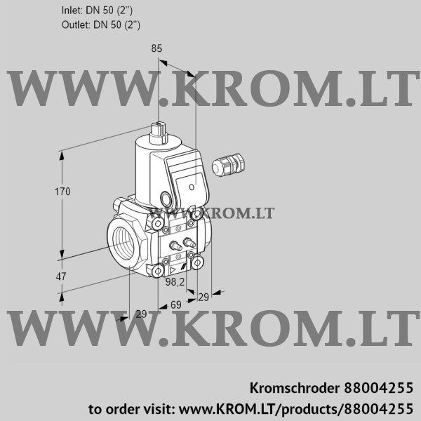 Kromschroder VAS 250R/NK, 88004255 gas solenoid valve, 88004255