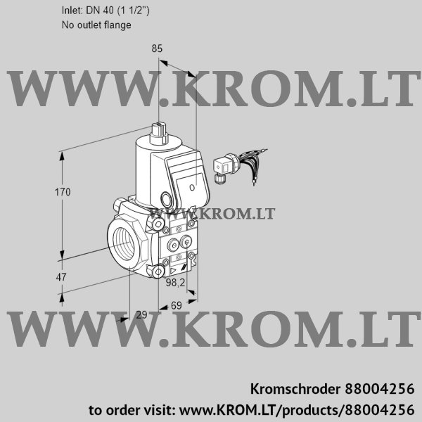 Kromschroder VAS 240/-R/NW, 88004256 gas solenoid valve, 88004256