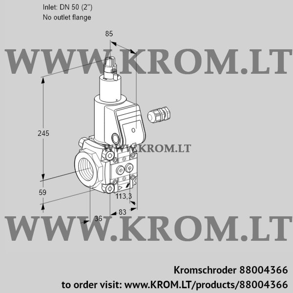 Kromschroder VAS 350/-R/LW, 88004366 gas solenoid valve, 88004366