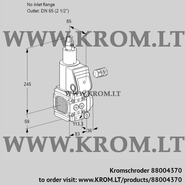 Kromschroder VAS 3-/65R/LW, 88004370 gas solenoid valve, 88004370