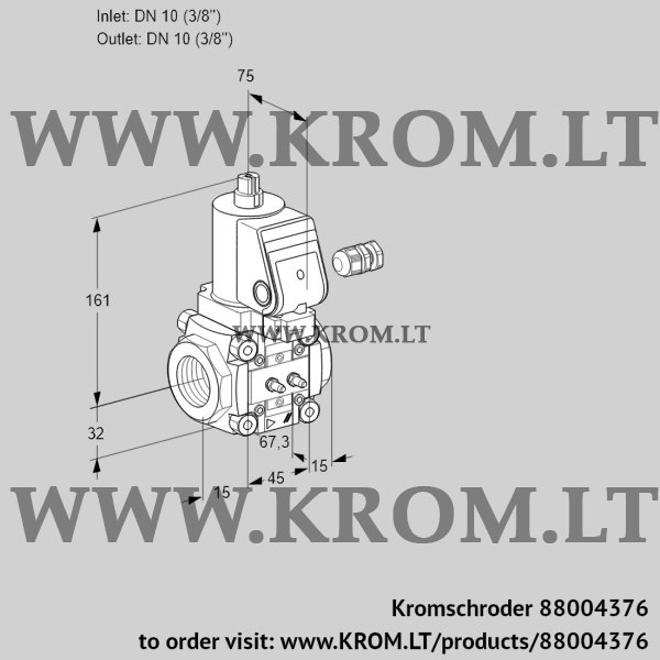 Kromschroder VAS 110R/NKGR, 88004376 gas solenoid valve, 88004376