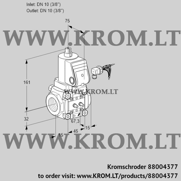 Kromschroder VAS 110R/NKGR, 88004377 gas solenoid valve, 88004377