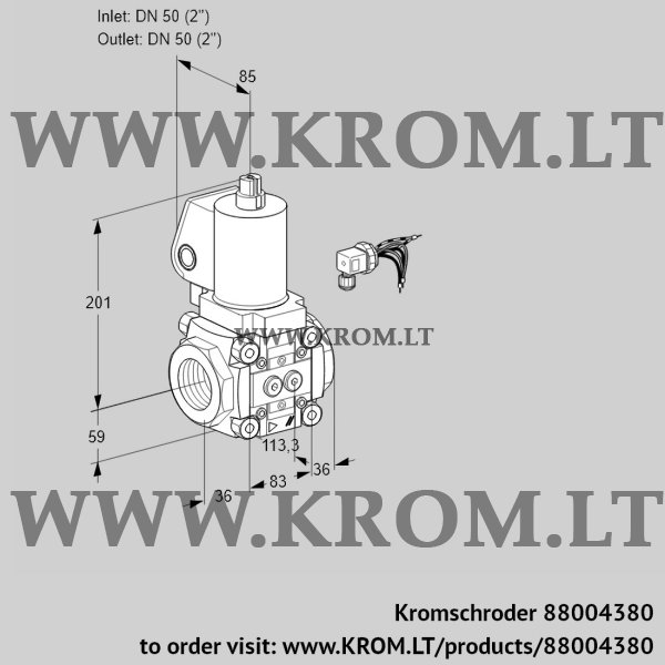 Kromschroder VAS 350R/NWSL, 88004380 gas solenoid valve, 88004380