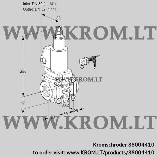 Kromschroder VAS 232R/LWSL, 88004410 gas solenoid valve, 88004410