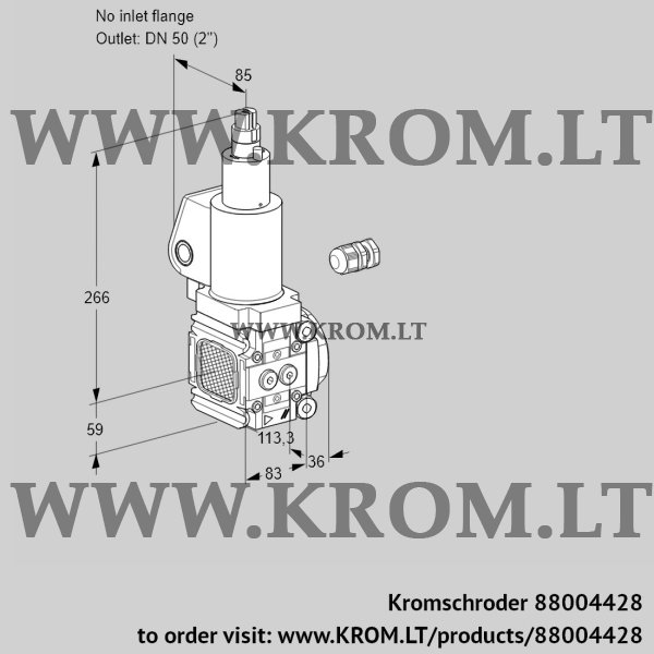 Kromschroder VAS 3-/50R/LWSL, 88004428 gas solenoid valve, 88004428