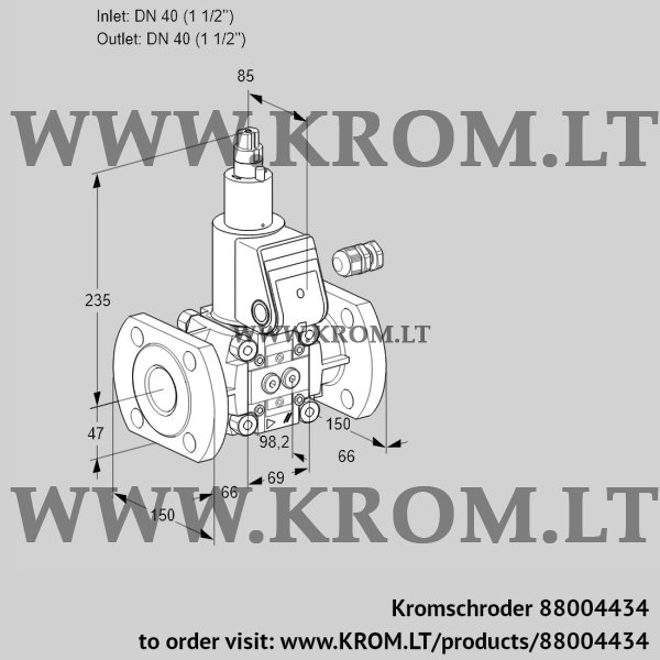 Kromschroder VAS 240F/LW, 88004434 gas solenoid valve, 88004434