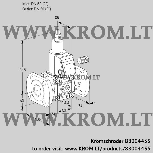 Kromschroder VAS 350F/LW, 88004435 gas solenoid valve, 88004435