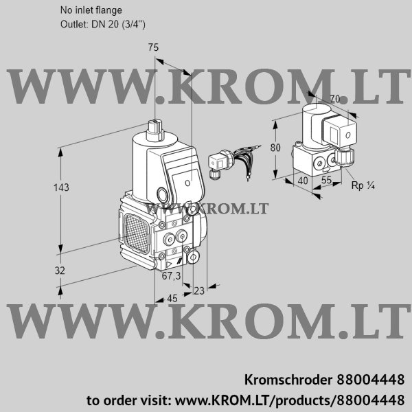 Kromschroder VAS 1-/20R/NW, 88004448 gas solenoid valve, 88004448