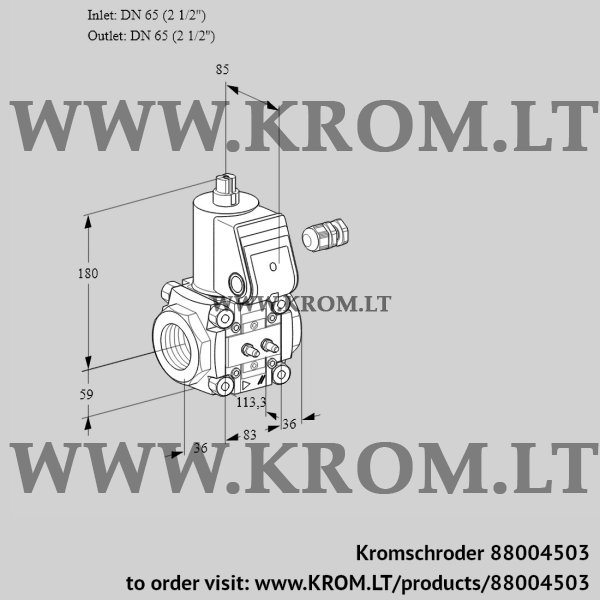 Kromschroder VAS 365R/NQ, 88004503 gas solenoid valve, 88004503