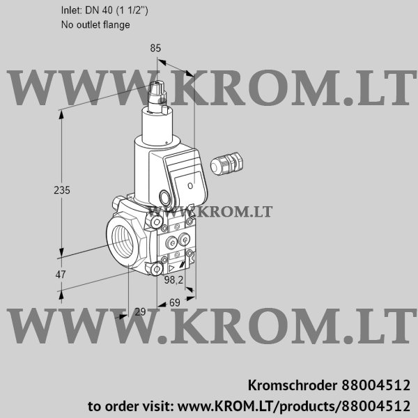 Kromschroder VAS 240/-R/LW, 88004512 gas solenoid valve, 88004512