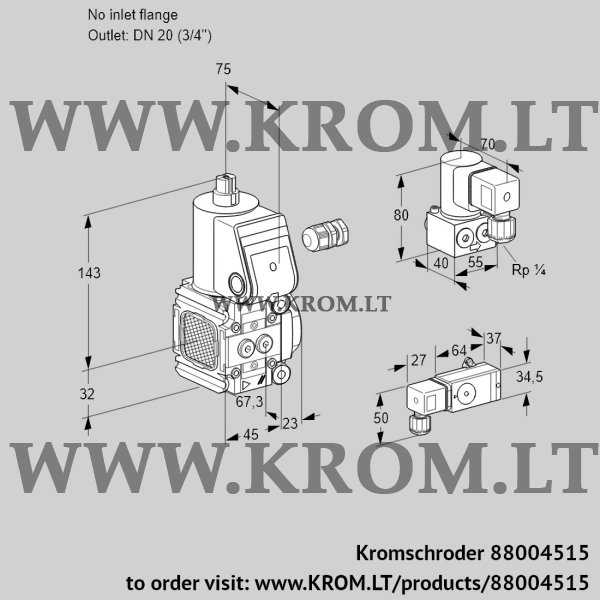 Kromschroder VAS 1-/20R/NW, 88004515 gas solenoid valve, 88004515