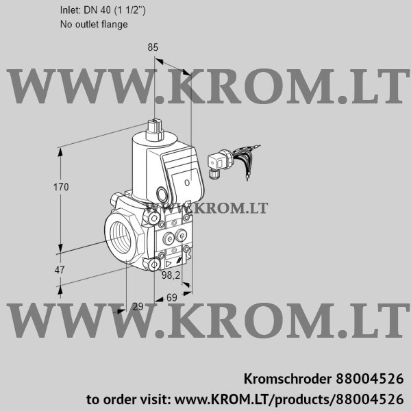 Kromschroder VAS 240/-R/NQ, 88004526 gas solenoid valve, 88004526