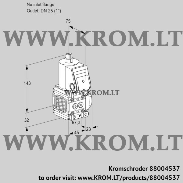 Kromschroder VAS 1T-/25N/NQ, 88004537 gas solenoid valve, 88004537