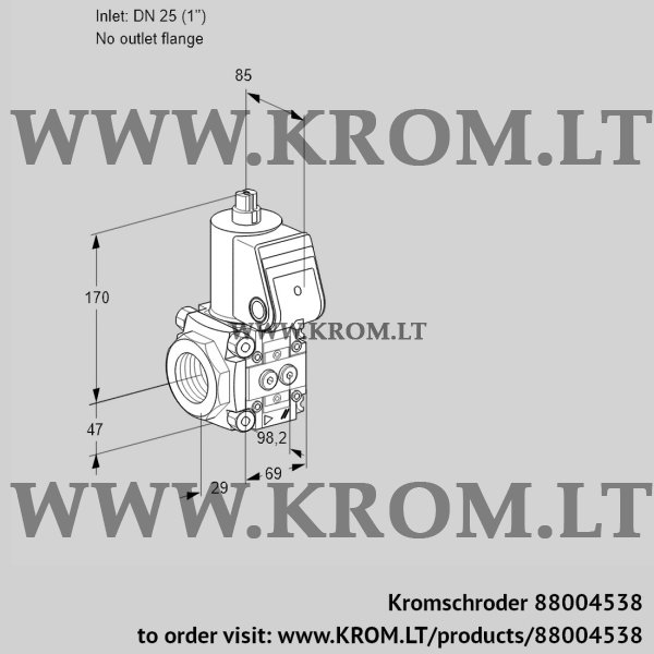 Kromschroder VAS 2T25/-N/NQ, 88004538 gas solenoid valve, 88004538