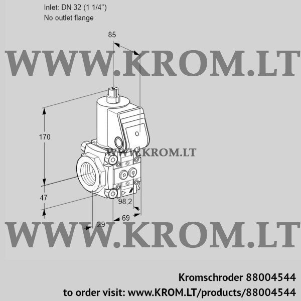 Kromschroder VAS 2T32/-N/NQ, 88004544 gas solenoid valve, 88004544