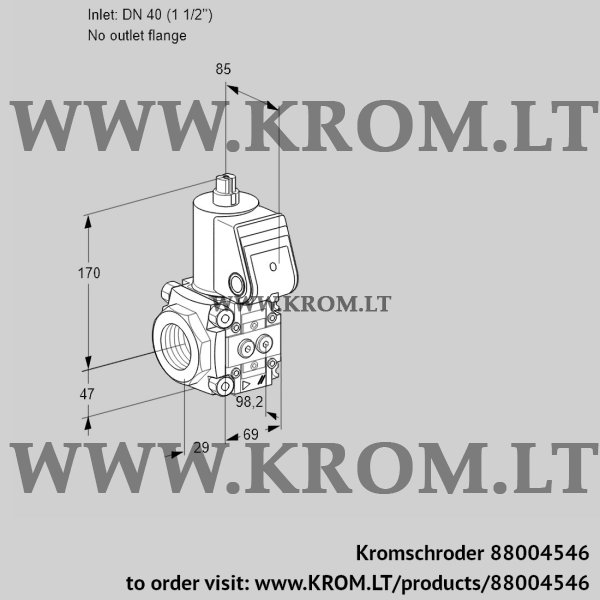 Kromschroder VAS 2T40/-N/NQ, 88004546 gas solenoid valve, 88004546