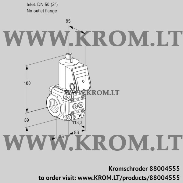 Kromschroder VAS 3T50/-N/NQ, 88004555 gas solenoid valve, 88004555